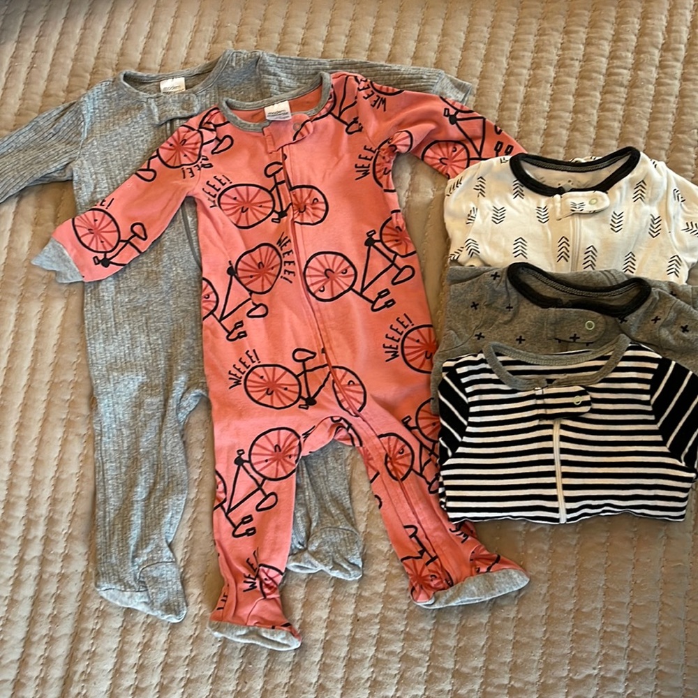 5Pc Footie PJ Haul! 2x Modern Moments + 3x Cloud Island ALL 3-6M! EUC!